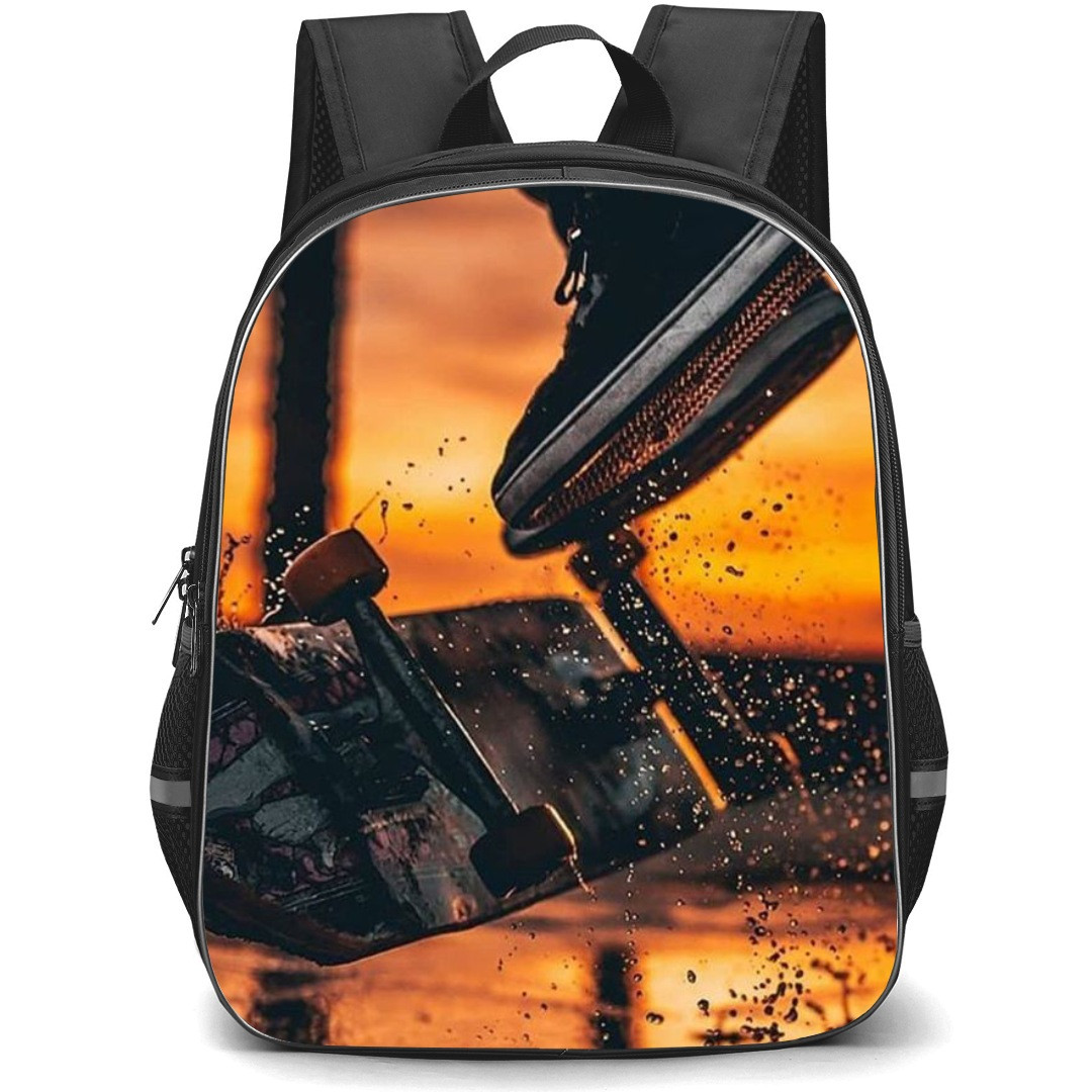 Skating Case Backpack StudentPack - Skateboard Tricks On Water Illustration