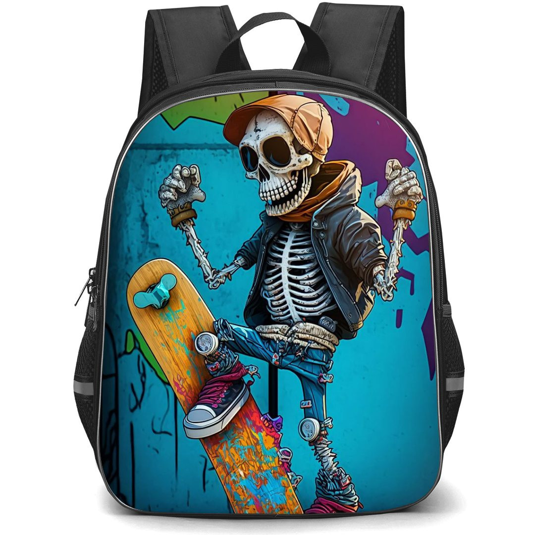 Skating Case Backpack StudentPack - Skeleton Skating Pop Art