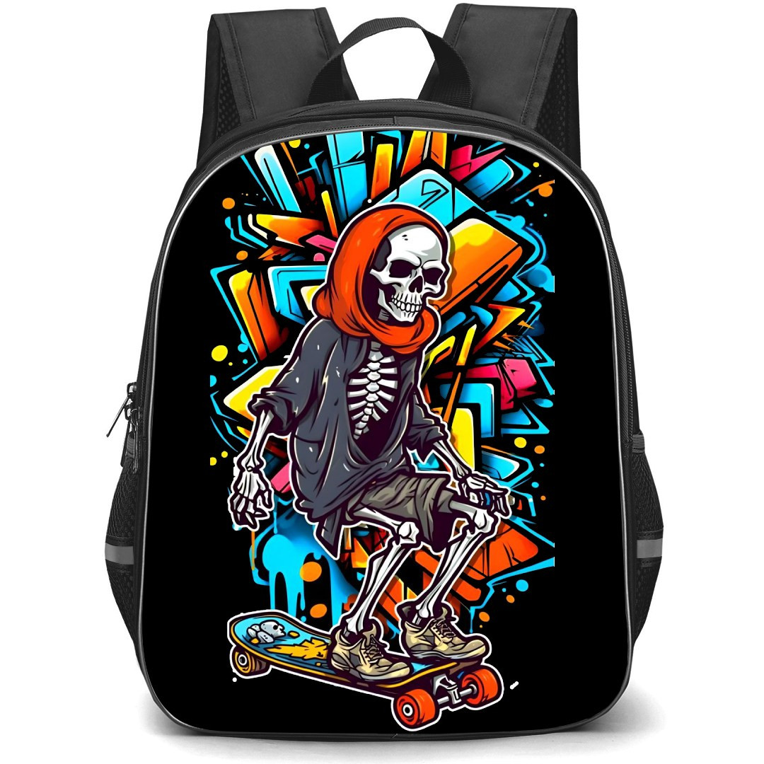 Skating Case Backpack StudentPack - Skull Skateboarding Cartoon Art
