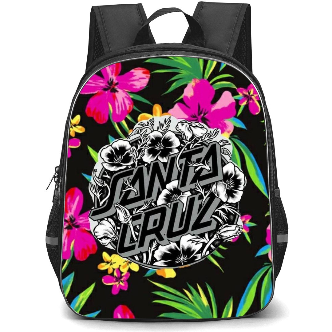 Skating Santa Cruz Case Backpack StudentPack - Santa Cruz Black And White Logo Flowers Background