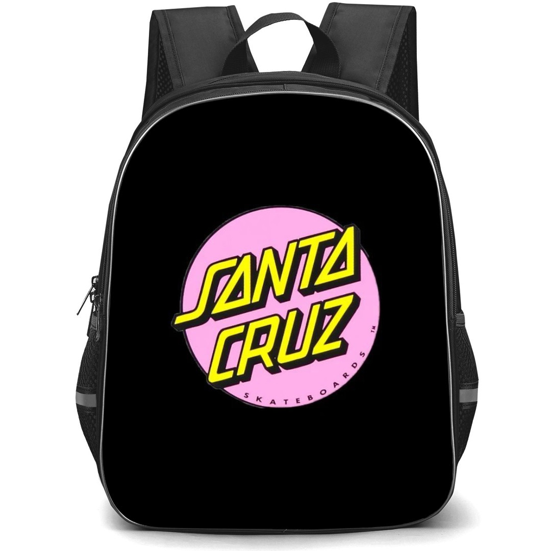 Skating Santa Cruz Case Backpack StudentPack - Santa Cruz Pink Logo Black Background