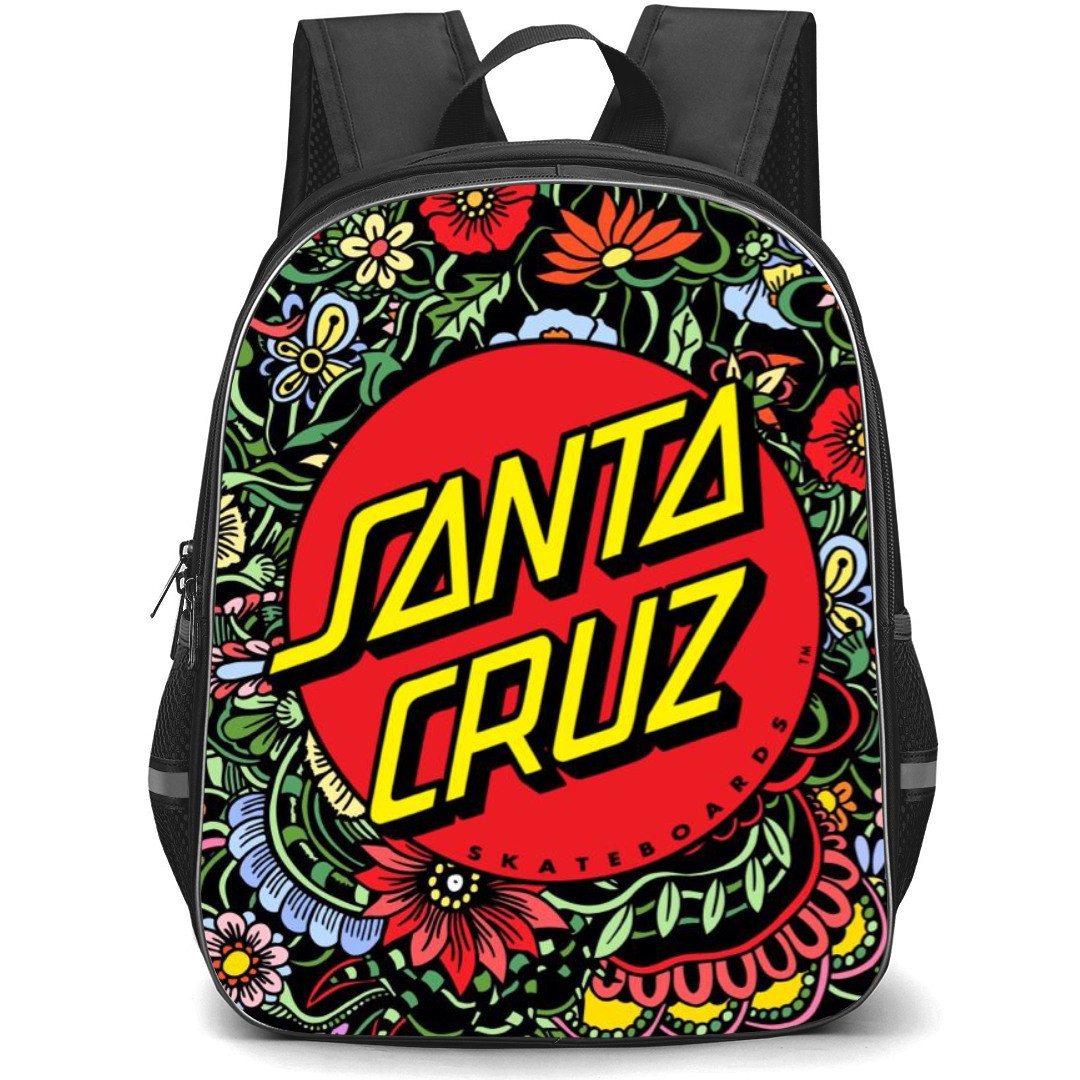 Skating Santa Cruz Case Backpack StudentPack - Santa Cruz Red Logo Flowers Background