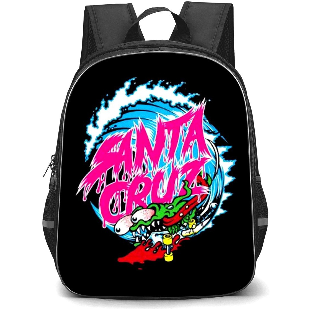 Skating Santa Cruz Case Backpack StudentPack - Santa Cruz Wave Logo Black Background