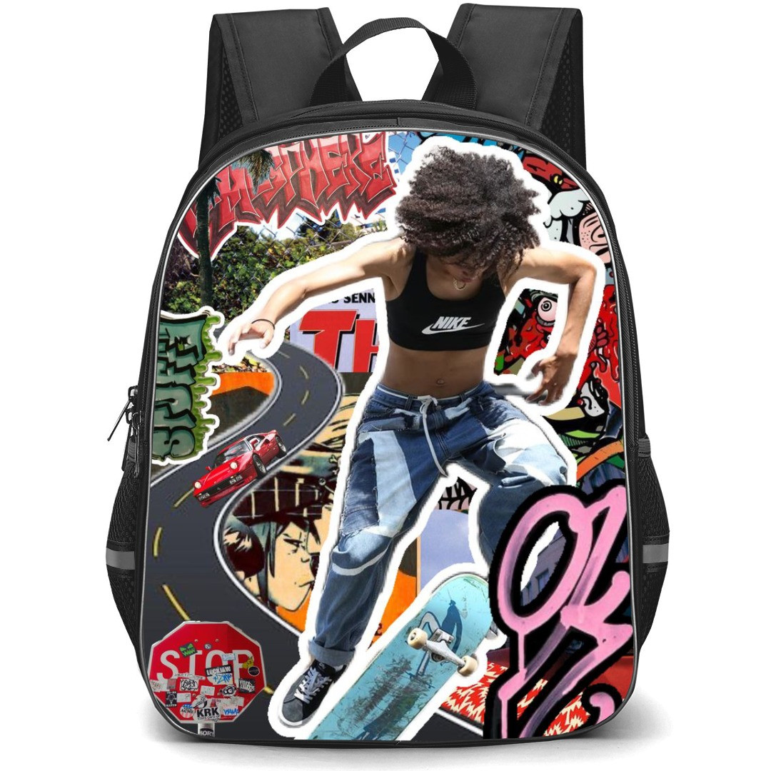 Skating Case Backpack StudentPack - Sticker Art Collage