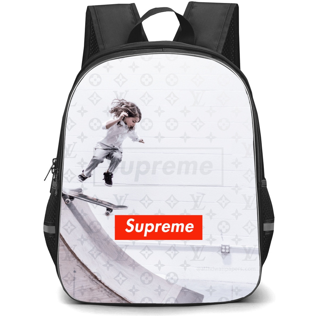 Skating Supreme Case Backpack StudentPack - Supreme Girl Skateboarding Illustration
