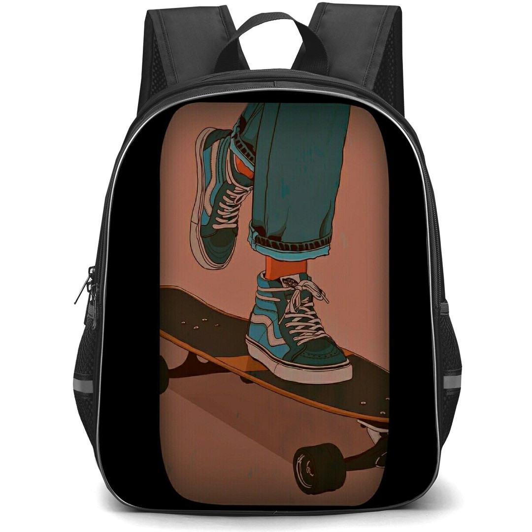 Skating Vans Case Backpack StudentPack - Vans Retro Skateboarding Illustration