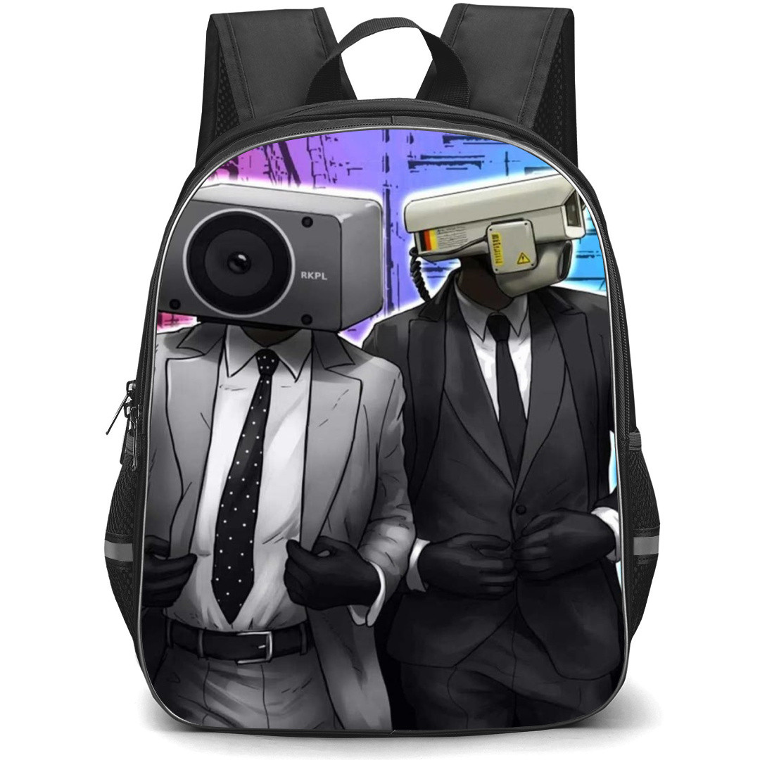 Skibidi Toilet Cameraman Backpack StudentPack - Cameraman Wear Suit Cartoon Art Poster