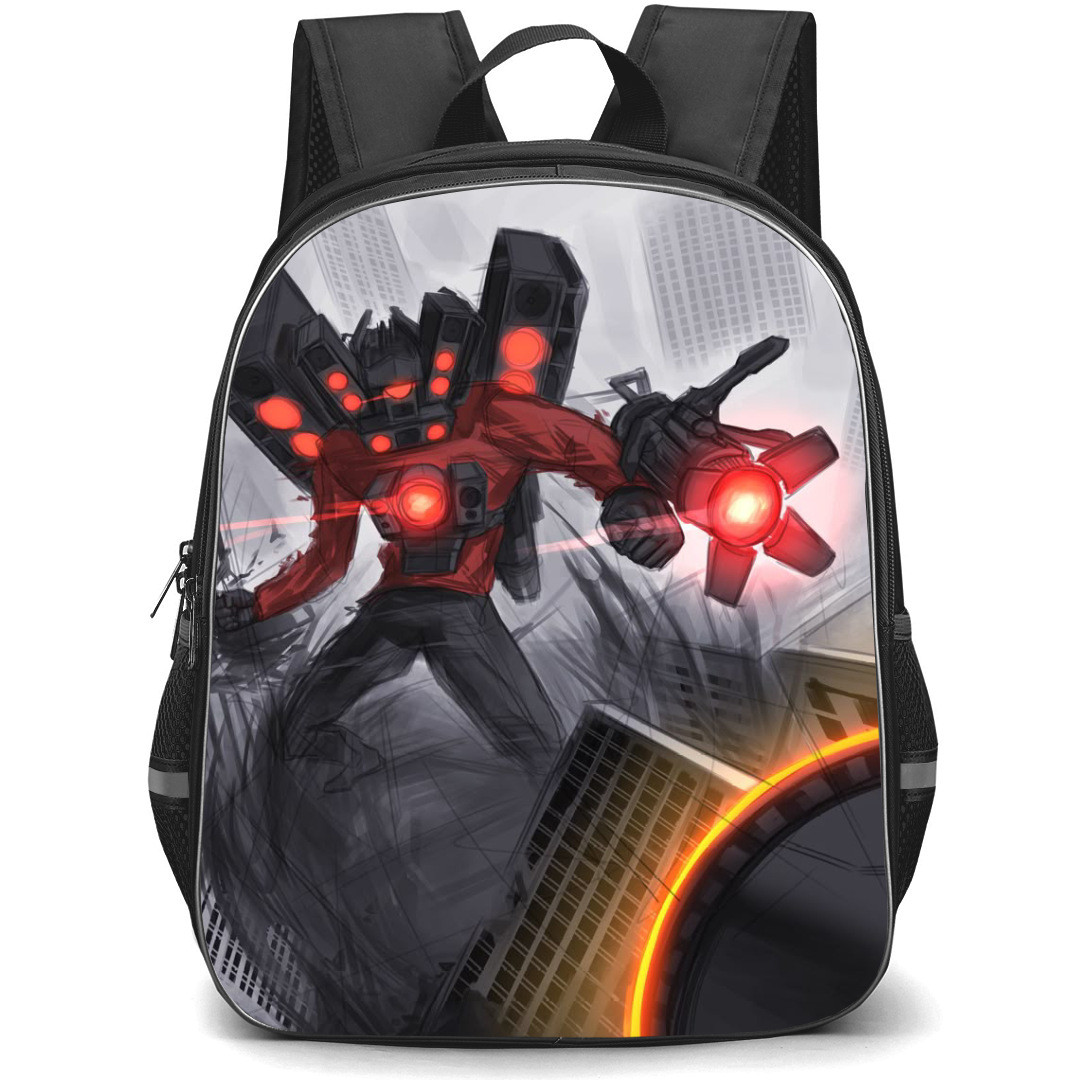 Skibidi Toilet Titan Speakerman Backpack StudentPack - Titan Speakerman Pencil Sketch Art Poster