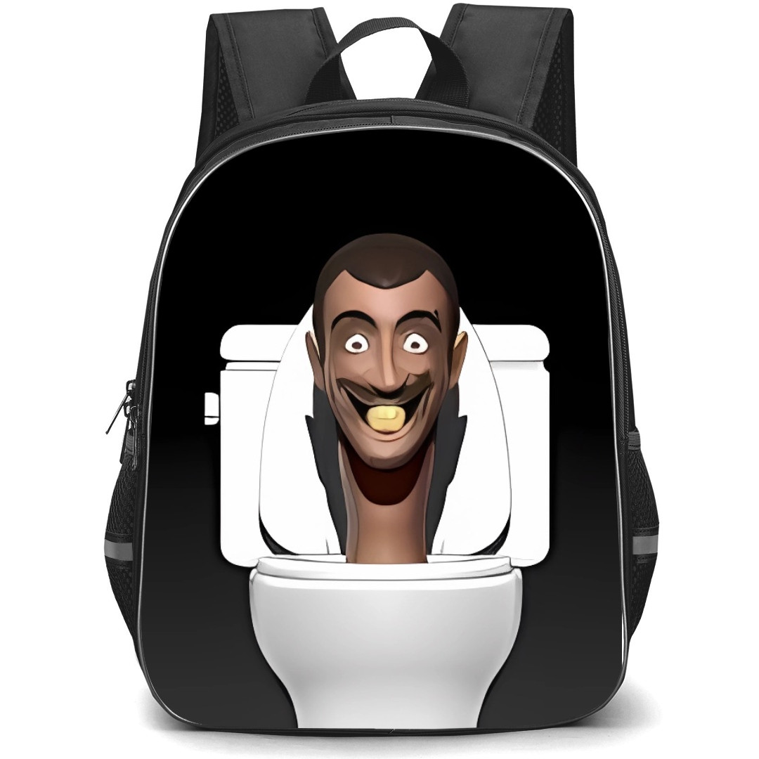 Skibidi Toilet Backpack StudentPack - Skibidi Toilet Smiling Cartoon Art On Dark Background