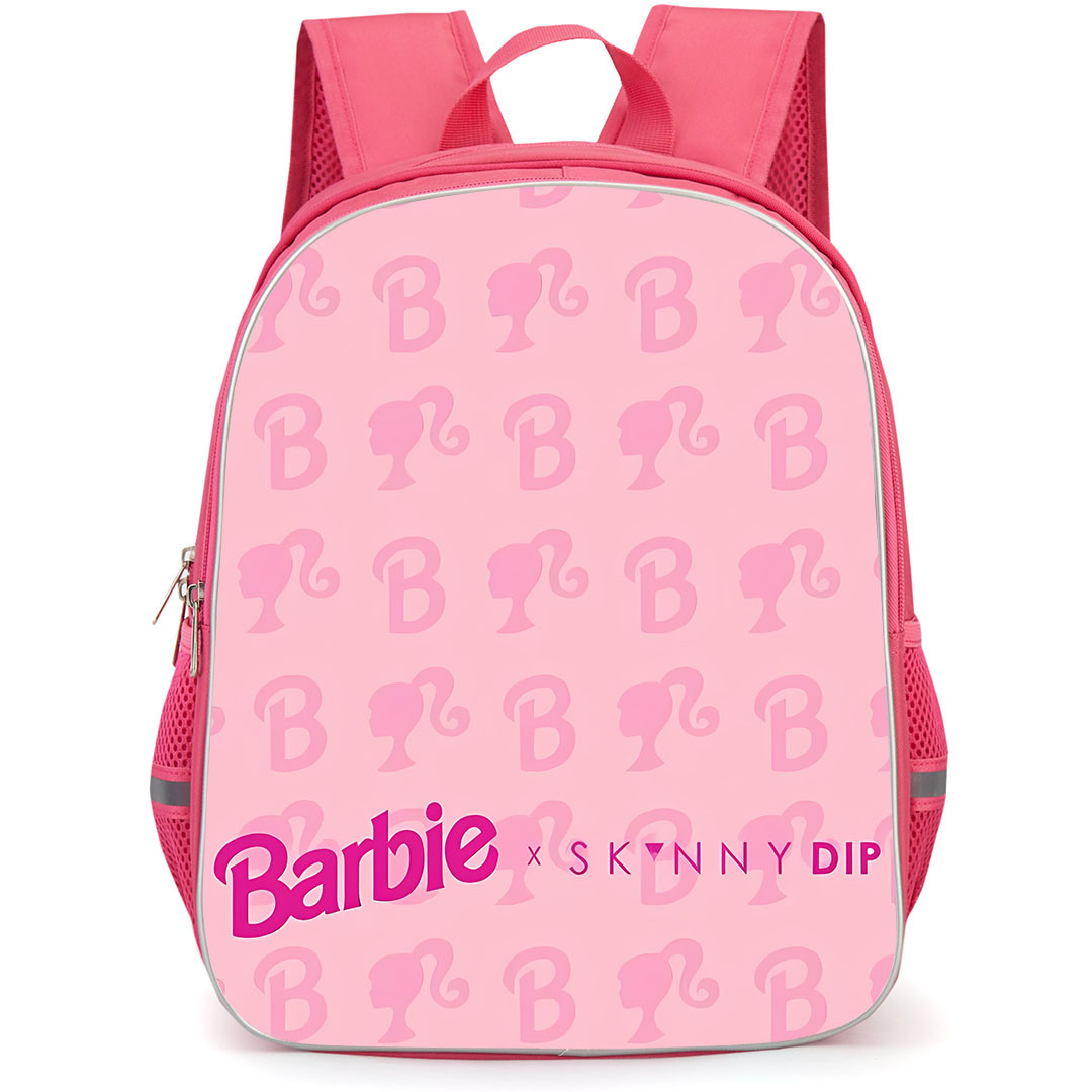 SkinnyDip Barbie Backpack School Bag StudentPack - Barbie x Skinnydip Barbie Monogram Pattern Pink Minimal Poster