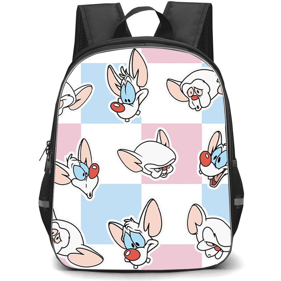 SkinnyDip Cartoon Network Backpack School Bag StudentPack - Cartoon Network x SkinnyDip Pinky And The Brain Checkerboard Character Pattern Retro Cartoon Poster