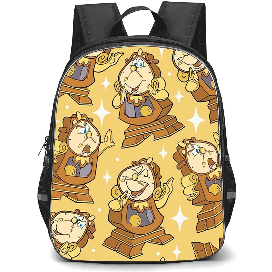 SkinnyDip Disney Backpack School Bag StudentPack - Disney x Skinnydip Beauty And The Beast Cogsworth Yellow Cartoon Pattern Art Poster