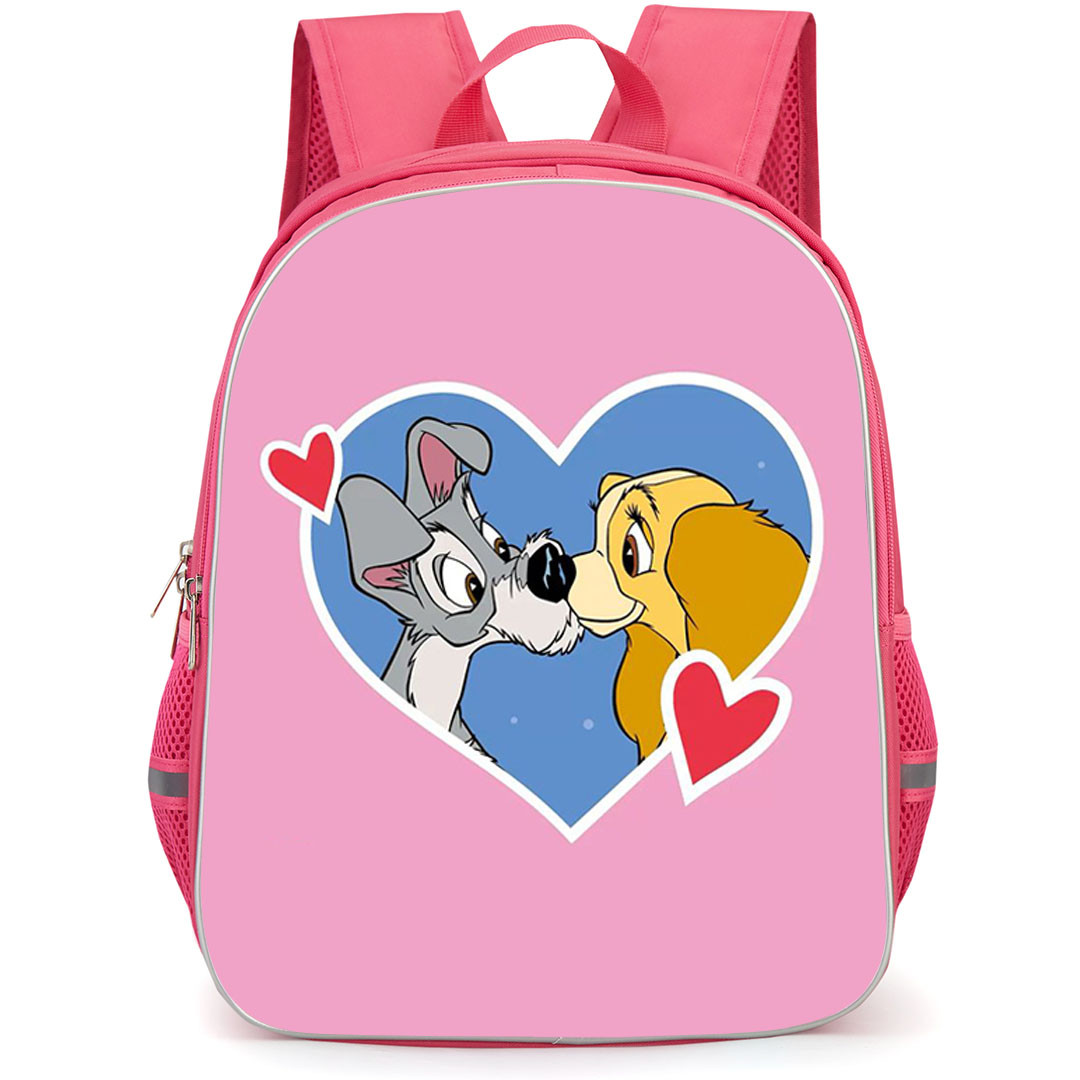 SkinnyDip Disney Backpack School Bag StudentPack - Disney x Skinnydip Lady And Tramp Heart Frame On Pink Background