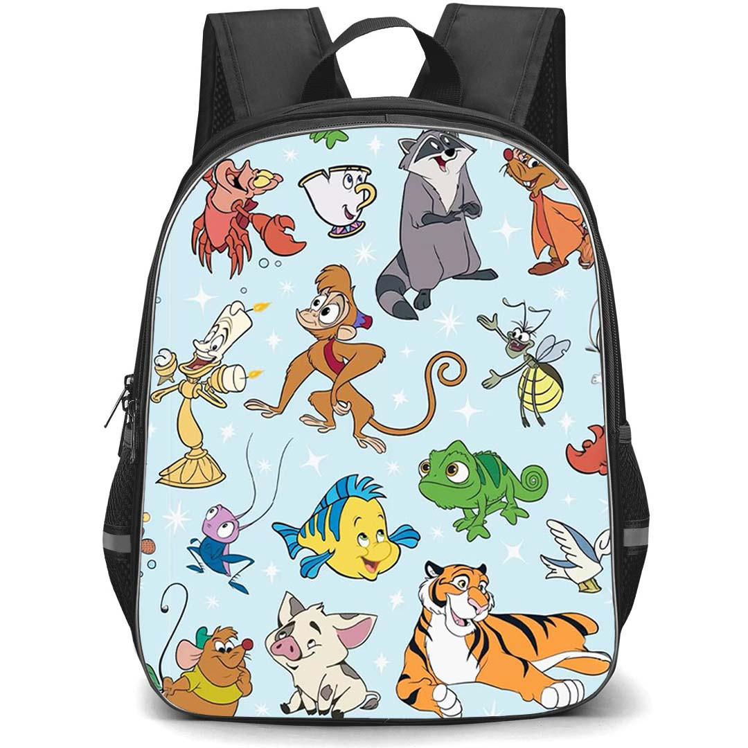 SkinnyDip Disney Backpack School Bag StudentPack - Disney x Skinnydip Lumiere Pascal Flounder Rajah Pua Fun Cartoon Art Poster
