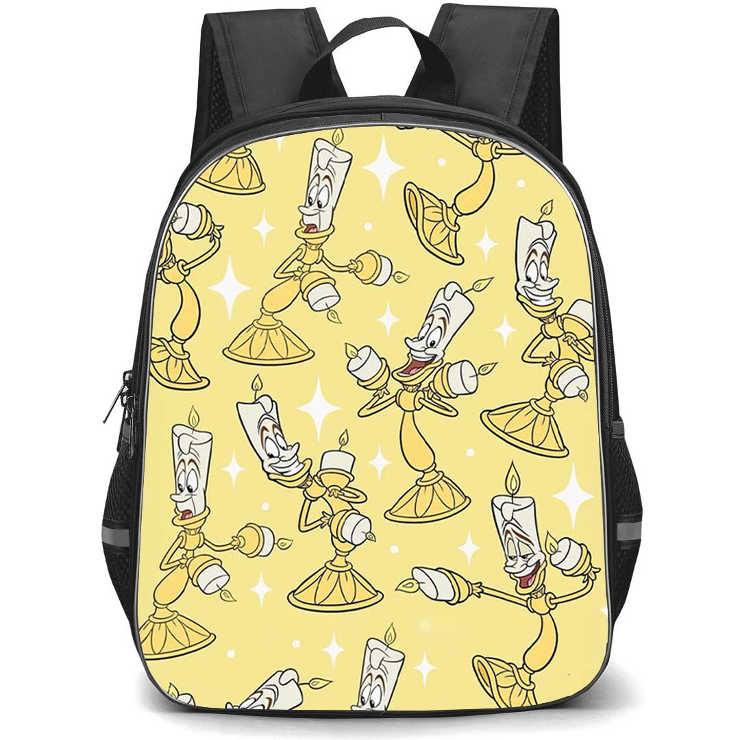 SkinnyDip Disney Backpack School Bag StudentPack - Disney x Skinnydip Lumiere Yellow Beauty And The Beast Cute Pattern Poster