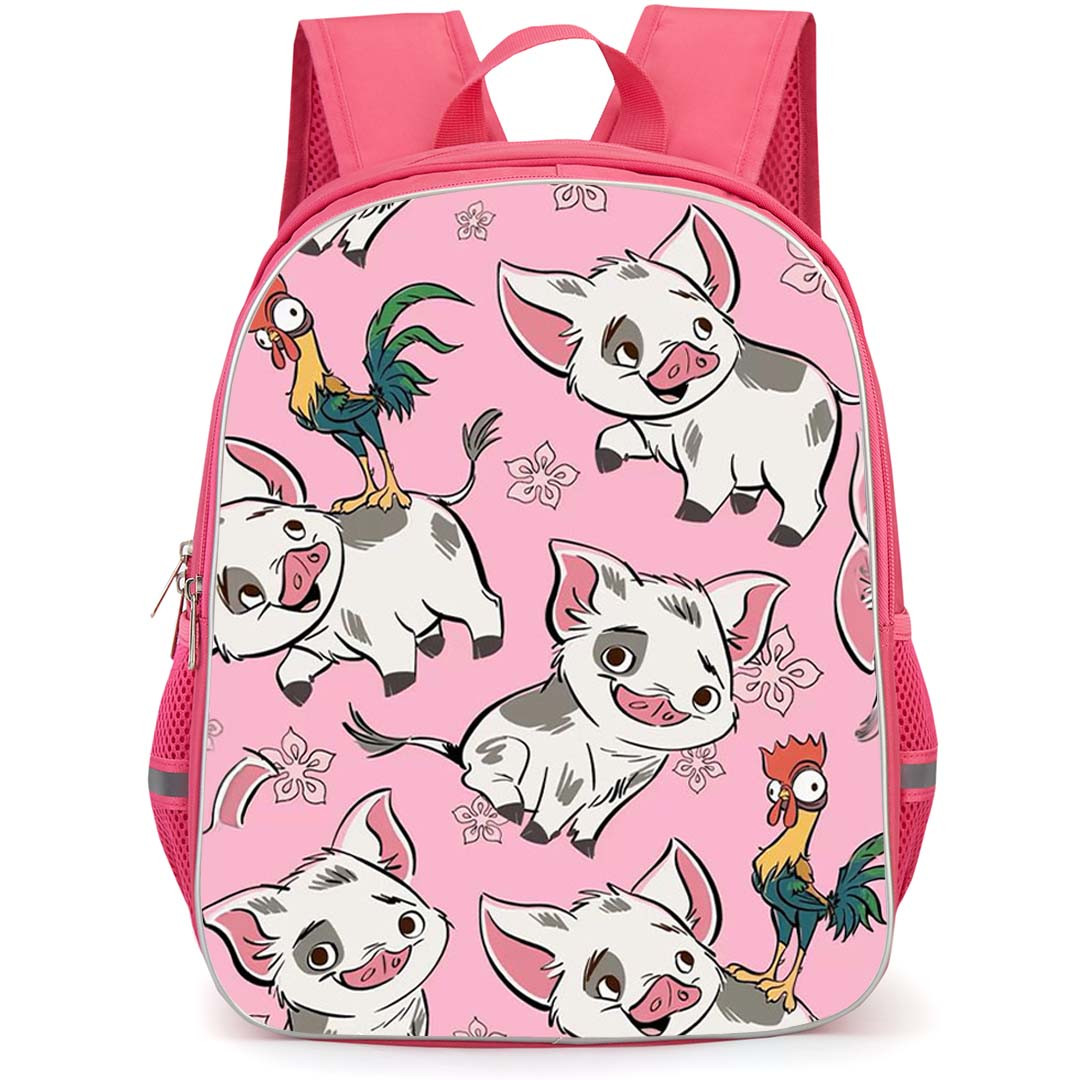 SkinnyDip Disney Backpack School Bag StudentPack - Disney x Skinnydip Moana Pua Pig Hei Hei Pink Cute Cartoon Pattern Poster