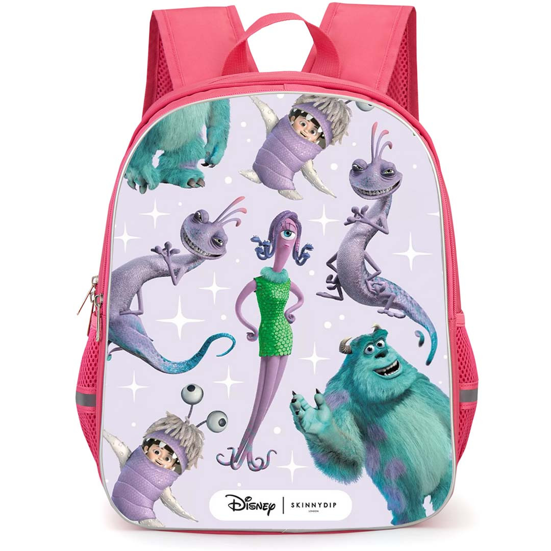 SkinnyDip Disney Pixar Backpack School Bag StudentPack - Disney Pixar x Skinnydip Monsters Inc Boo Randall Celia Sulley Character Pattern Poster