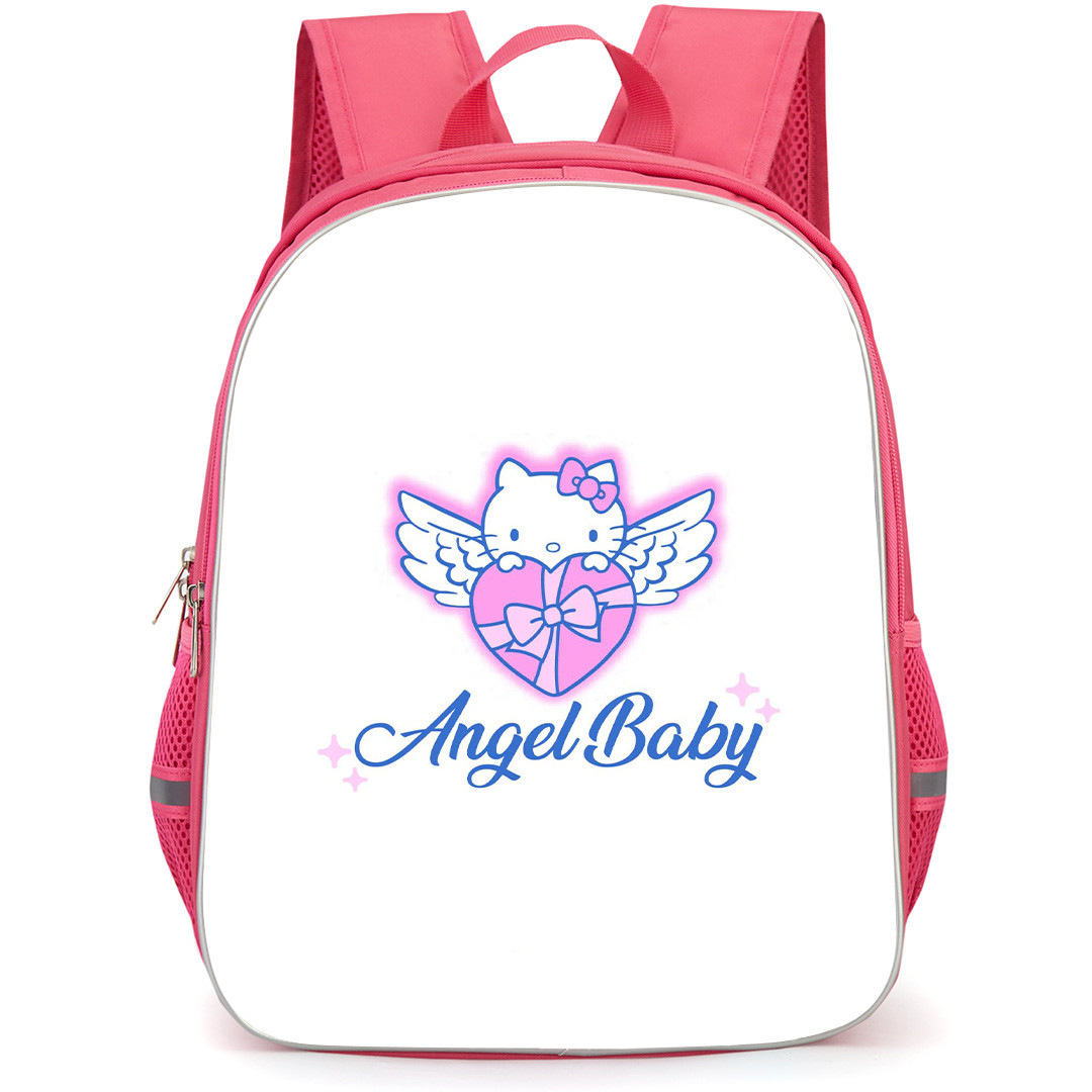 SkinnyDip Hello Kitty Backpack School Bag StudentPack - Hello Kitty x Skinnydip Angel Baby Heart Logo On White Background