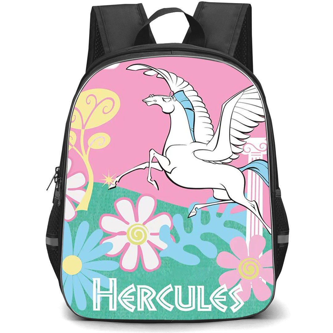SkinnyDip Hercules Backpack School Bag StudentPack - Hercules x Skinnydip Pegasus Flower Garden Pastel Pink Aesthetic Poster