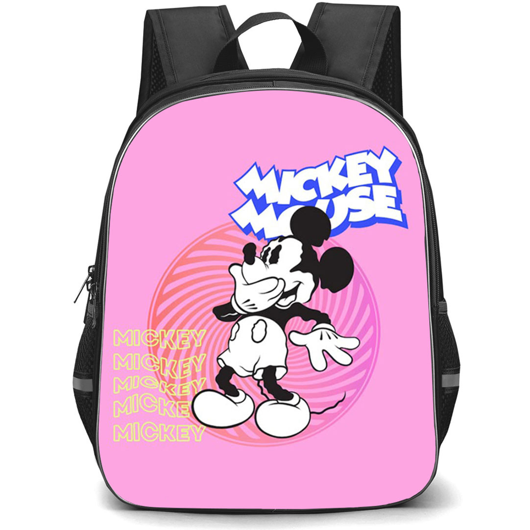 SkinnyDip Mickey Backpack School Bag StudentPack - Mickey x Skinnydip Vintage Mickey Mouse Pink Retro Poster
