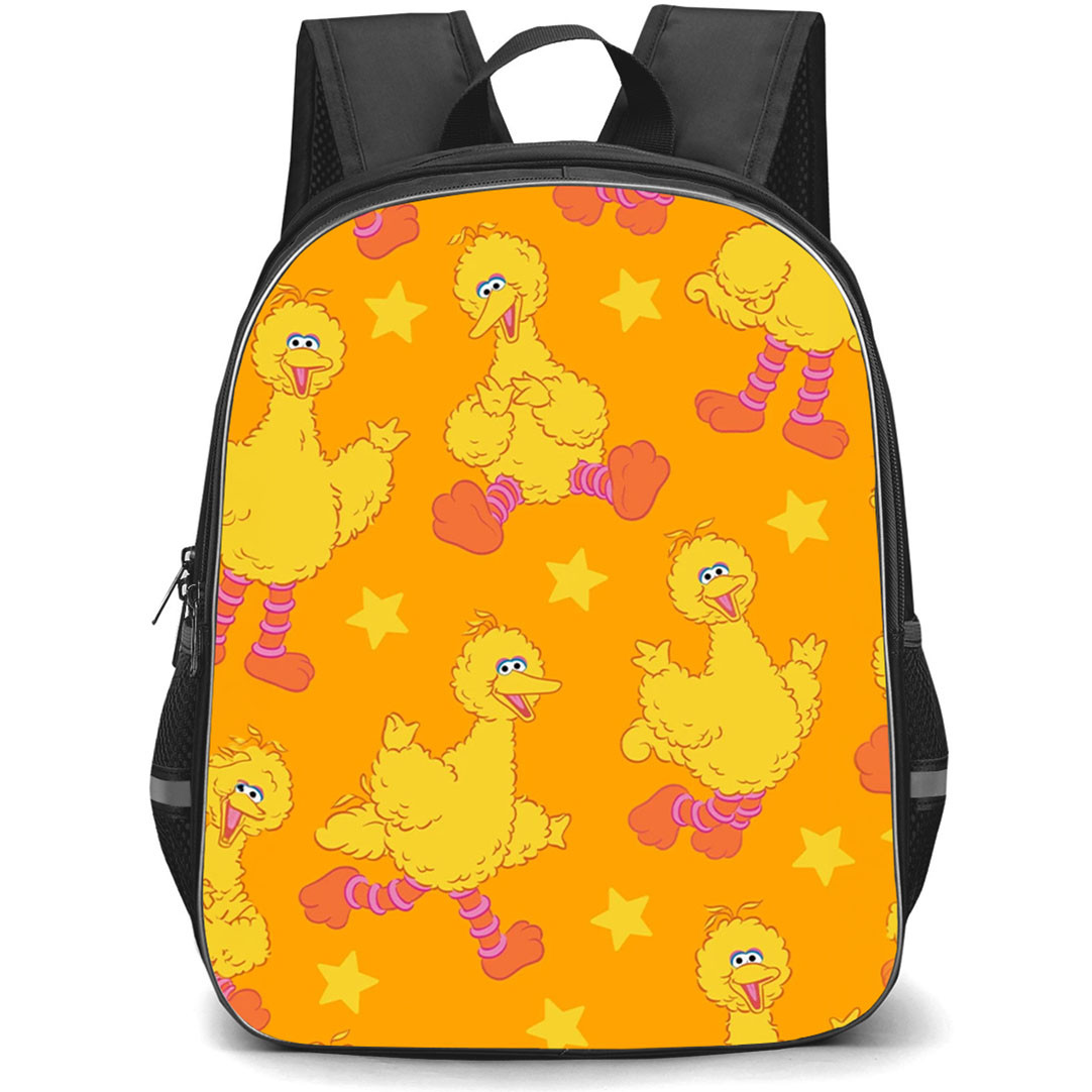 SkinnyDip Sesame Street Backpack School Bag StudentPack - Sesame Street x Skinnydip Big Bird Yellow Stars Cartoon Collage Poster