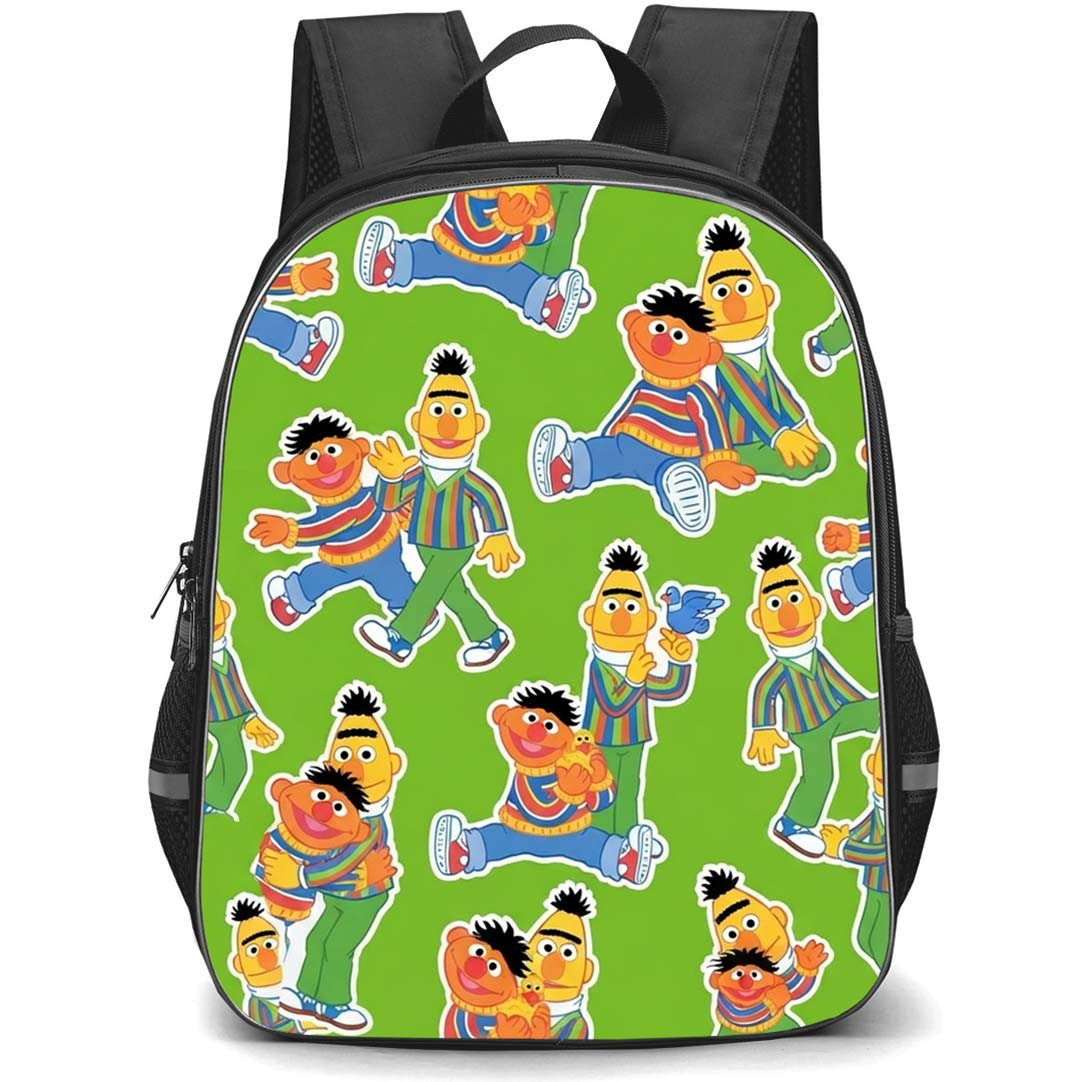 SkinnyDip Sesame Street Backpack School Bag StudentPack - Sesame Street x Skinnydip Bert And Ernie Best Friends Cartoon On Green Background