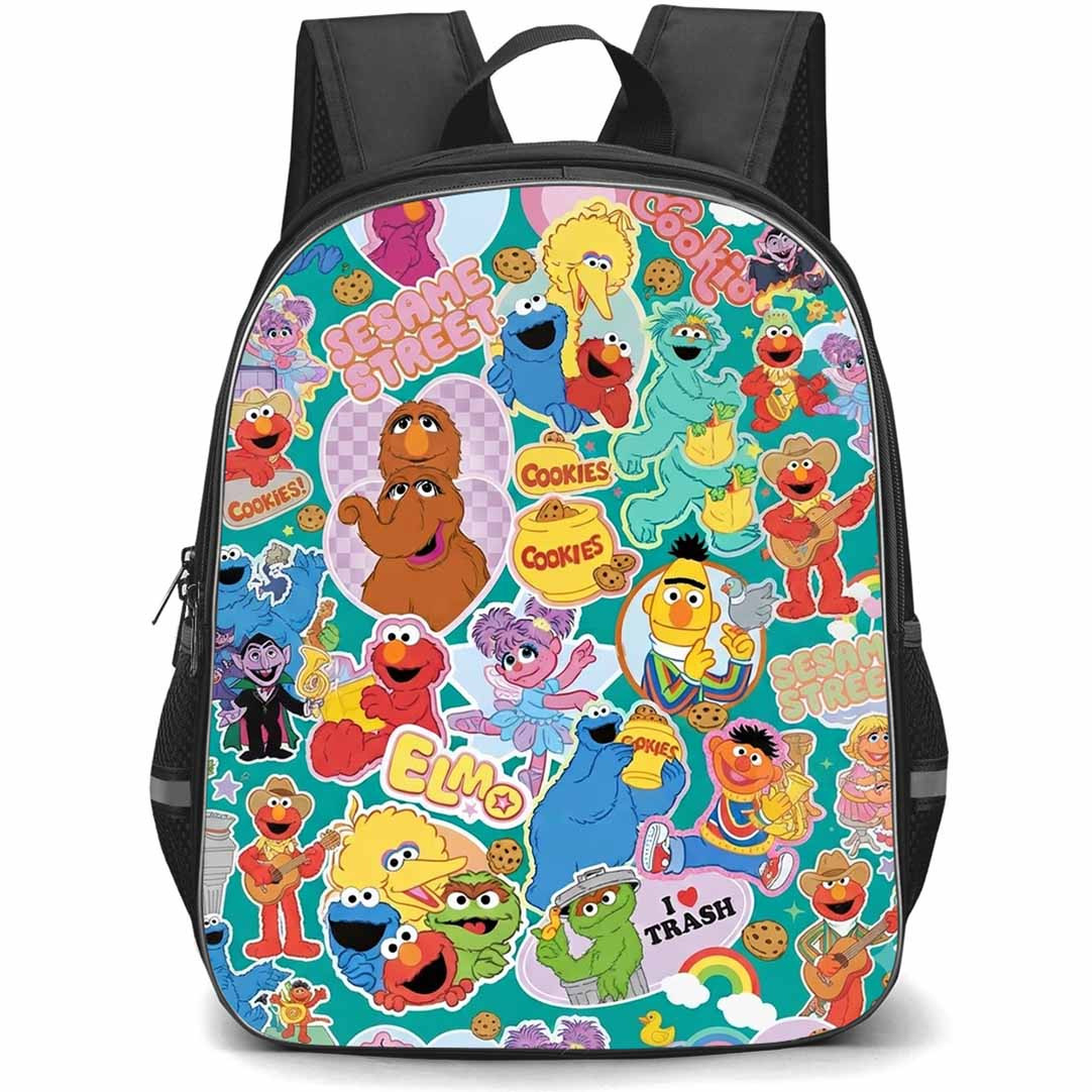 SkinnyDip Sesame Street Backpack School Bag StudentPack - Sesame Street x Skinnydip Friends Cookie Monster Elmo Retro Collage Poster