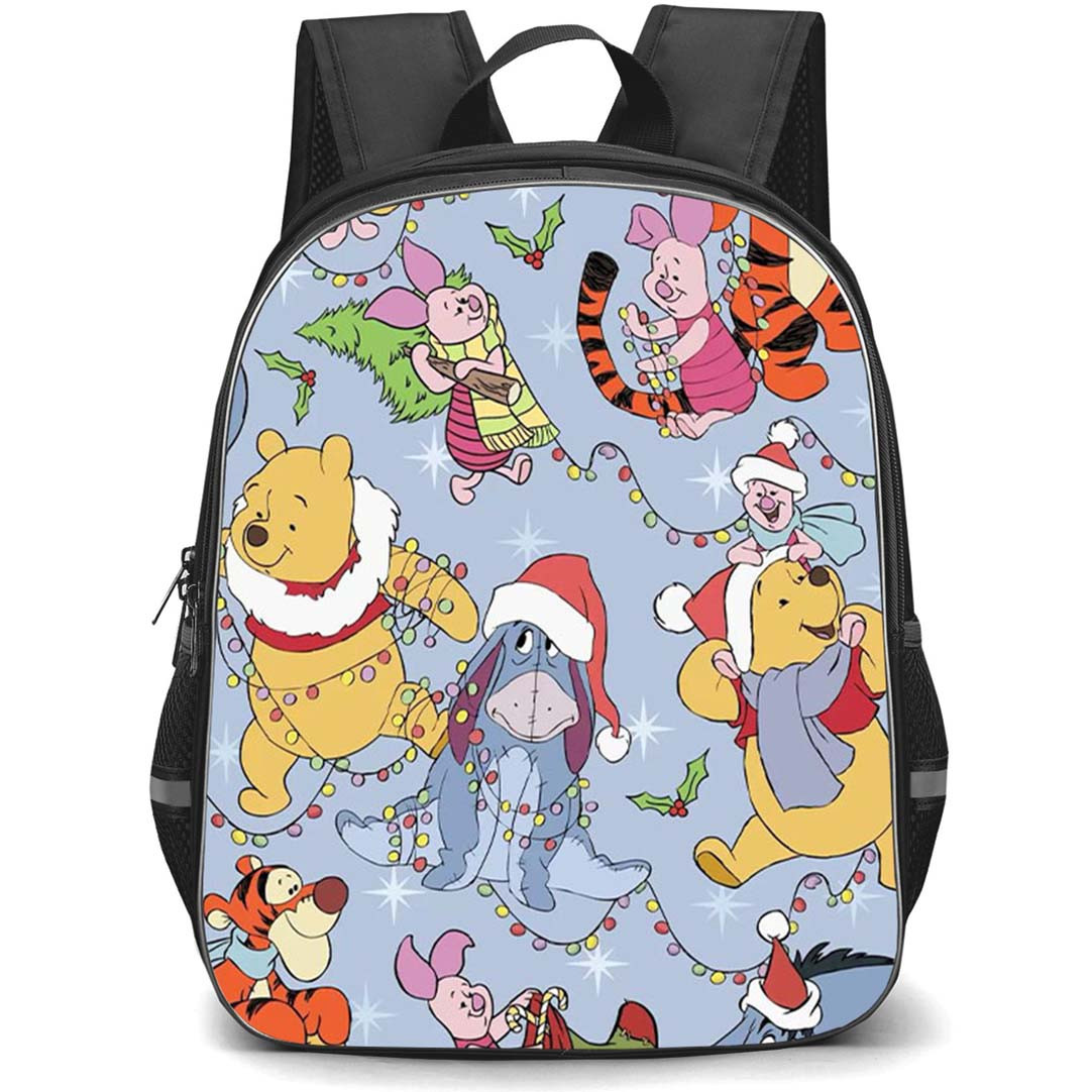 SkinnyDip Winnie The Pooh Backpack School Bag StudentPack - Winnie The Pooh x Skinnydip Christmas Friends Lights Cute Pattern Art Poster