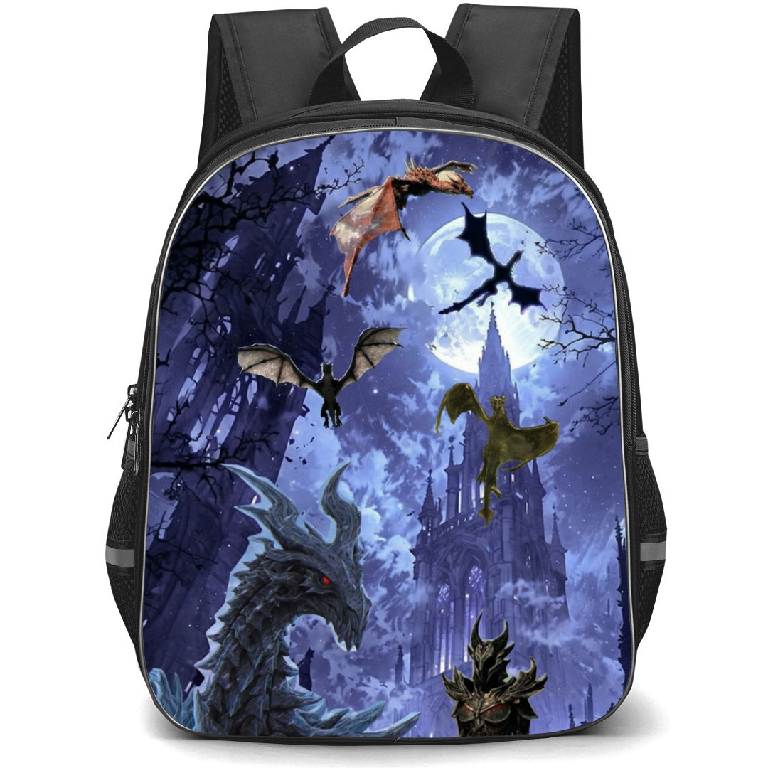 The Elder Scrolls V Skyrim Backpack School Bag StudentPack - The Elder Scrolls V Skyrim Dovahkiin And Dragons Poster