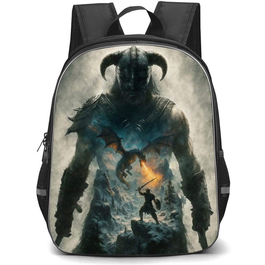The Elder Scrolls V Skyrim Backpack School Bag StudentPack - The Elder Scrolls V Skyrim Warrior Fight Dragon Poster