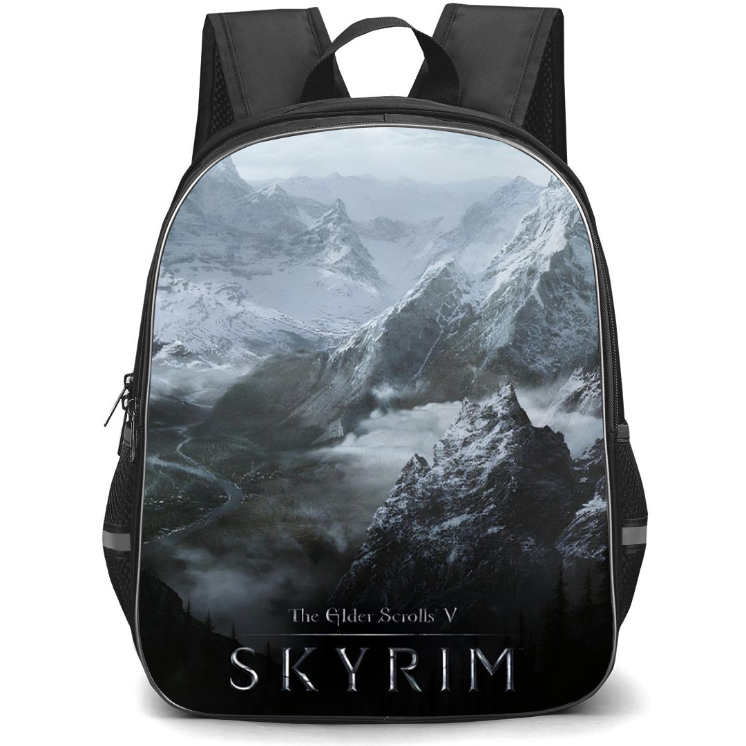 The Elder Scrolls V Skyrim Backpack School Bag StudentPack - The Elder Scrolls V Skyrim Winter Mountain Landscape Poster
