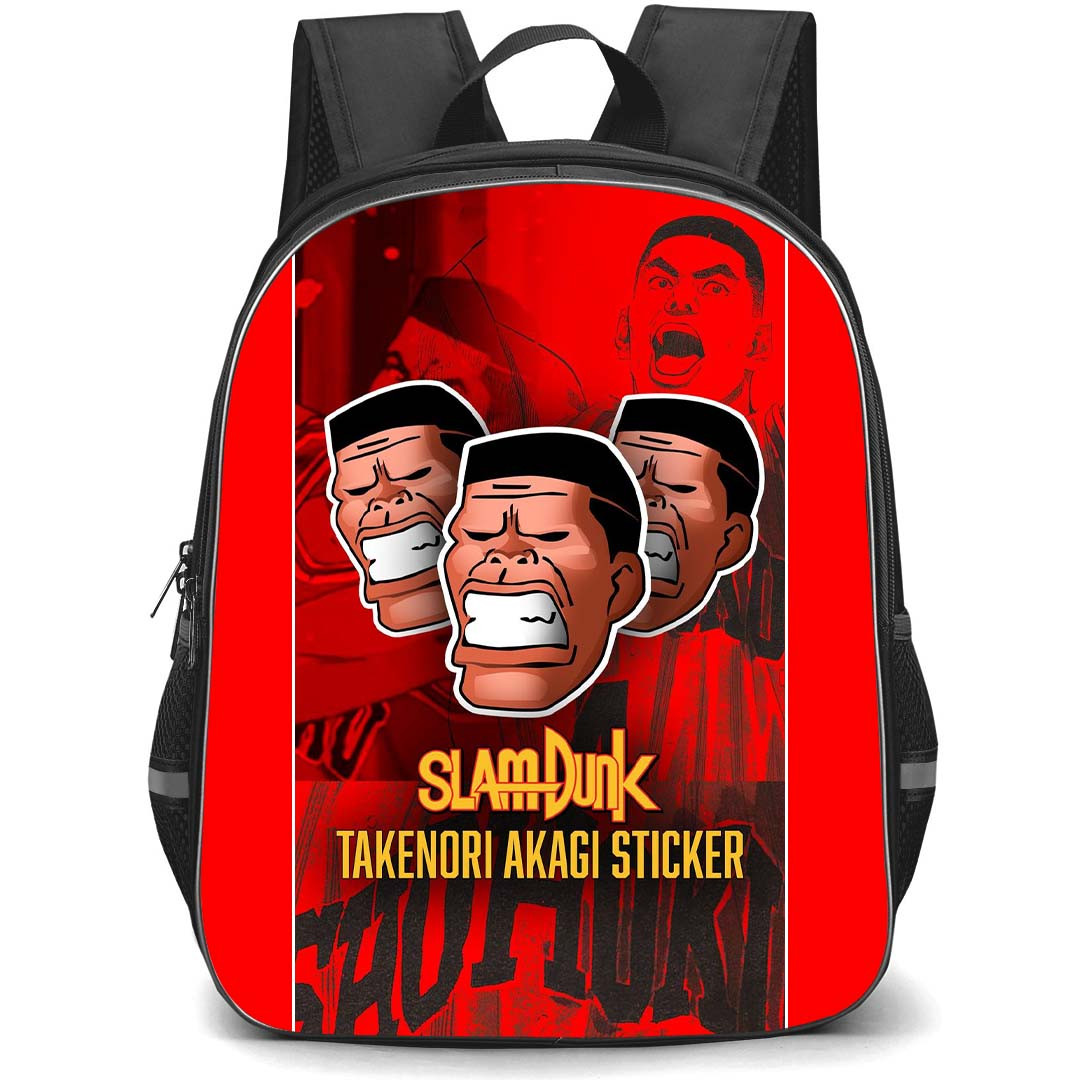 Slam Dunk Akagi Takenori Backpack StudentPack - Slam Dunk Akagi Takenori Avatar Sticker On Red Background