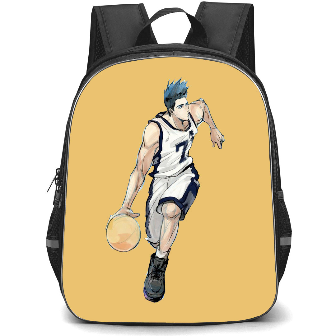 Slam Dunk Sendou Akira Backpack StudentPack - Slam Dunk Sendou Akira Dribbling Drawing On Orange Background