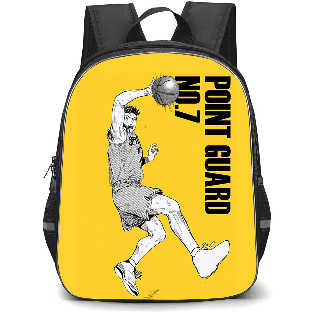 Slam Dunk Miyagi Ryota Backpack StudentPack - Slam Dunk Miyagi Ryota Point Guard No 7 Shohokus Player Grayscale On Yellow Background