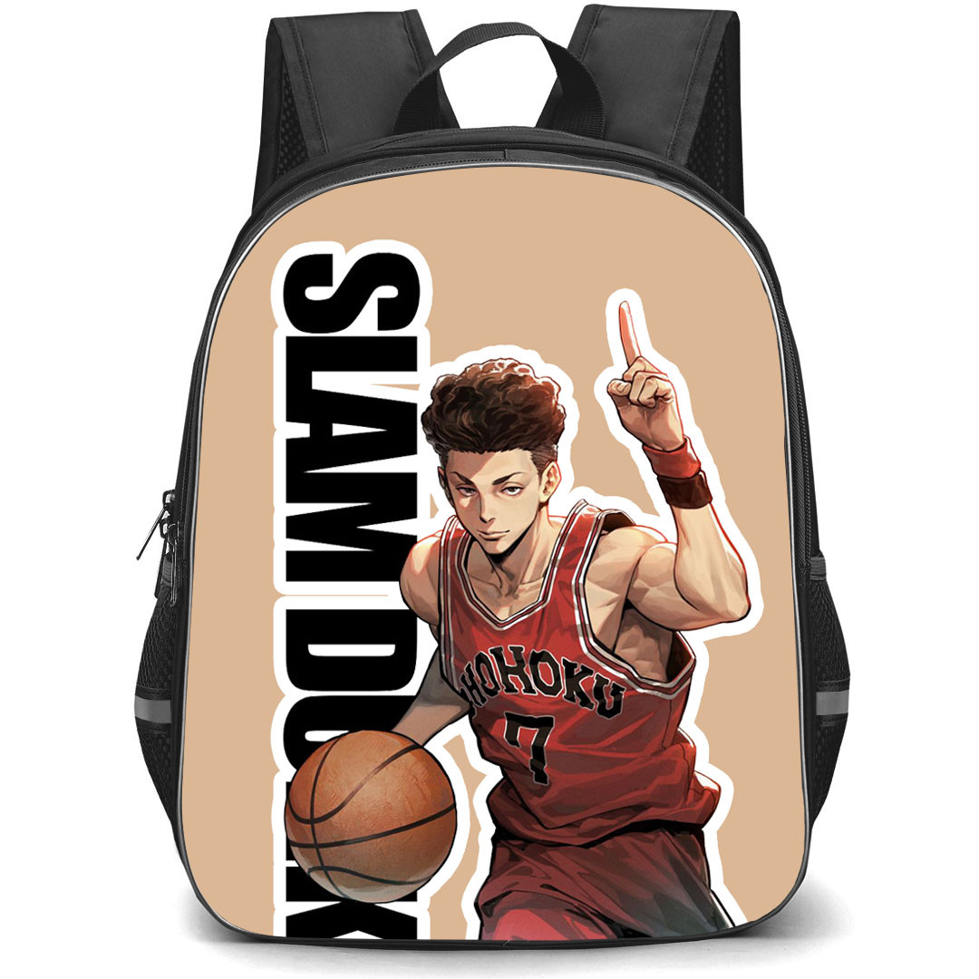 Slam Dunk Miyagi Ryota Backpack StudentPack - Slam Dunk Miyagi Ryota Shohoku 7 Sticker Art On Brown Background