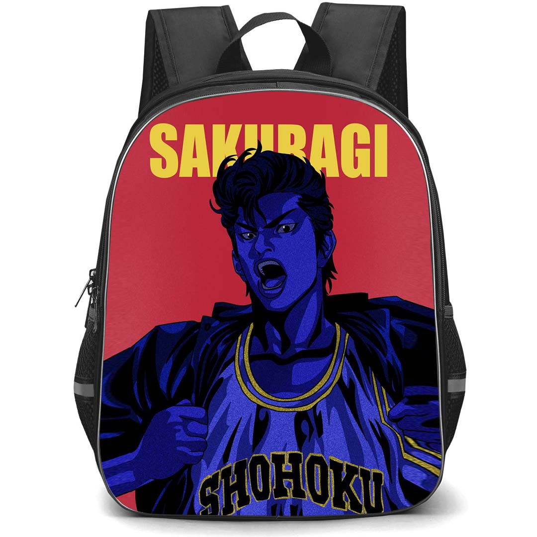 Slam Dunk Sakuragi Hanamichi Backpack StudentPack - Slam Dunk Sakuragi Hanamichi Blue Avatar Portrait On Red Background