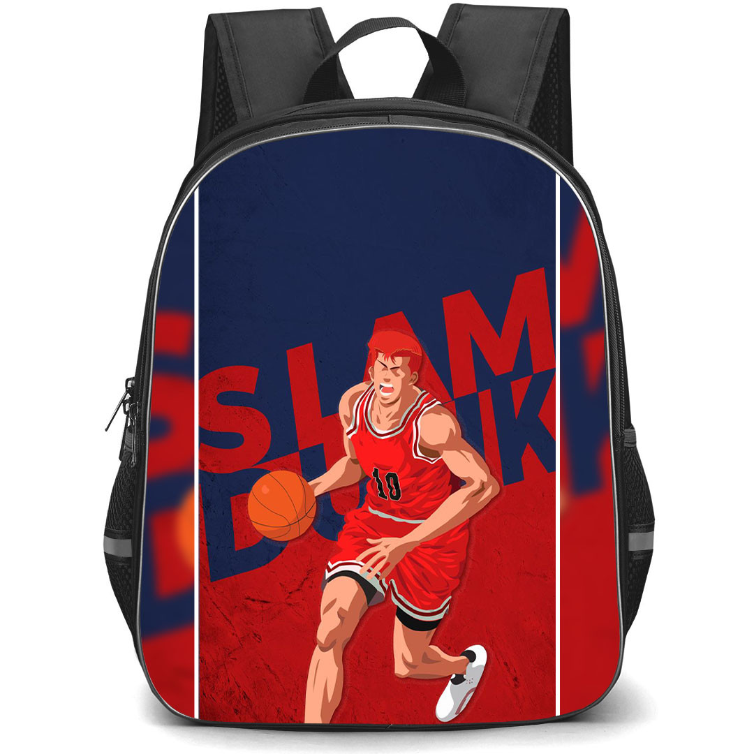 Slam Dunk Sakuragi Hanamichi Backpack StudentPack - Slam Dunk Sakuragi Hanamichi Dribbling Minimalist Art Poster