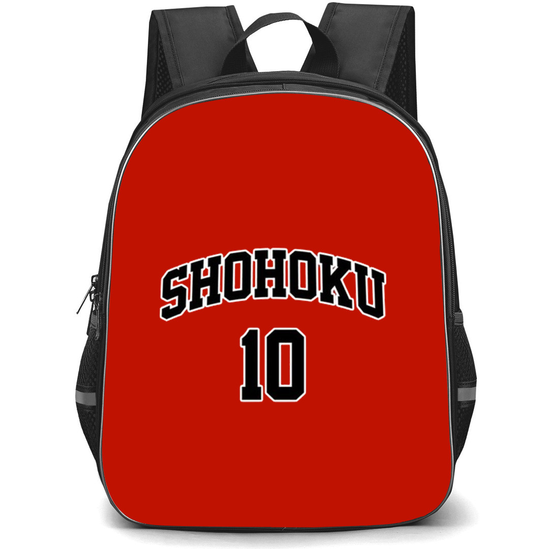 Slam Dunk Sakuragi Hanamichi Backpack StudentPack - Slam Dunk Sakuragi Hanamichi Shohoku 10 Sticker On Red Background