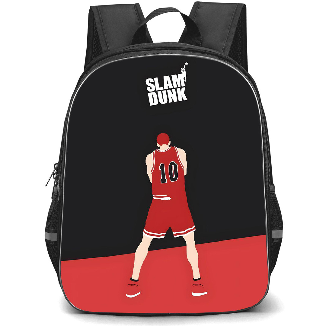 Slam Dunk Sakuragi Hanamichi Backpack StudentPack - Slam Dunk Sakuragi Standing Back On Playground Minimalist Art