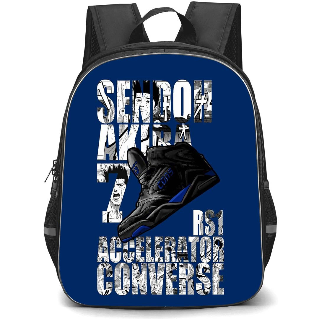 Slam Dunk Backpack StudentPack - Slam Dunk Sendoh Akira 7 RS1 Accelerator Converse Blue Background Poster