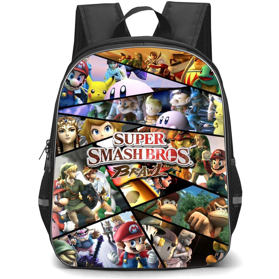 Super Smash Bros Backpack School Bag StudentPack - Super Smash Bros Brawl Game Cover Art Poster