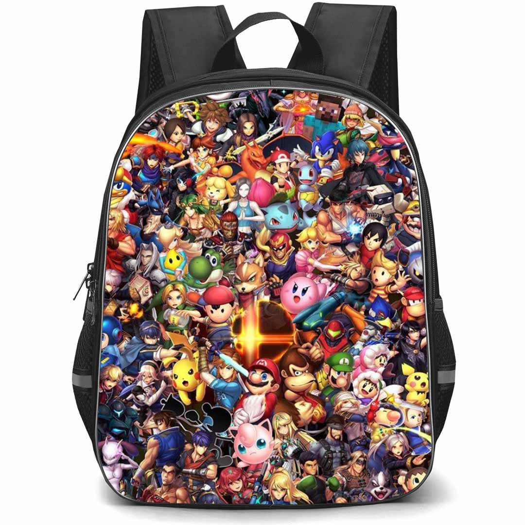 Super Smash Bros Backpack School Bag StudentPack - Super Smash Bros Characters Portrait Collage Poster