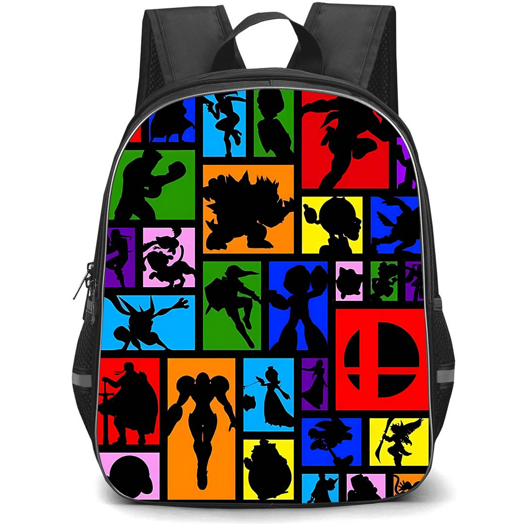 Super Smash Bros Backpack School Bag StudentPack - Super Smash Bros Silhouette Collage