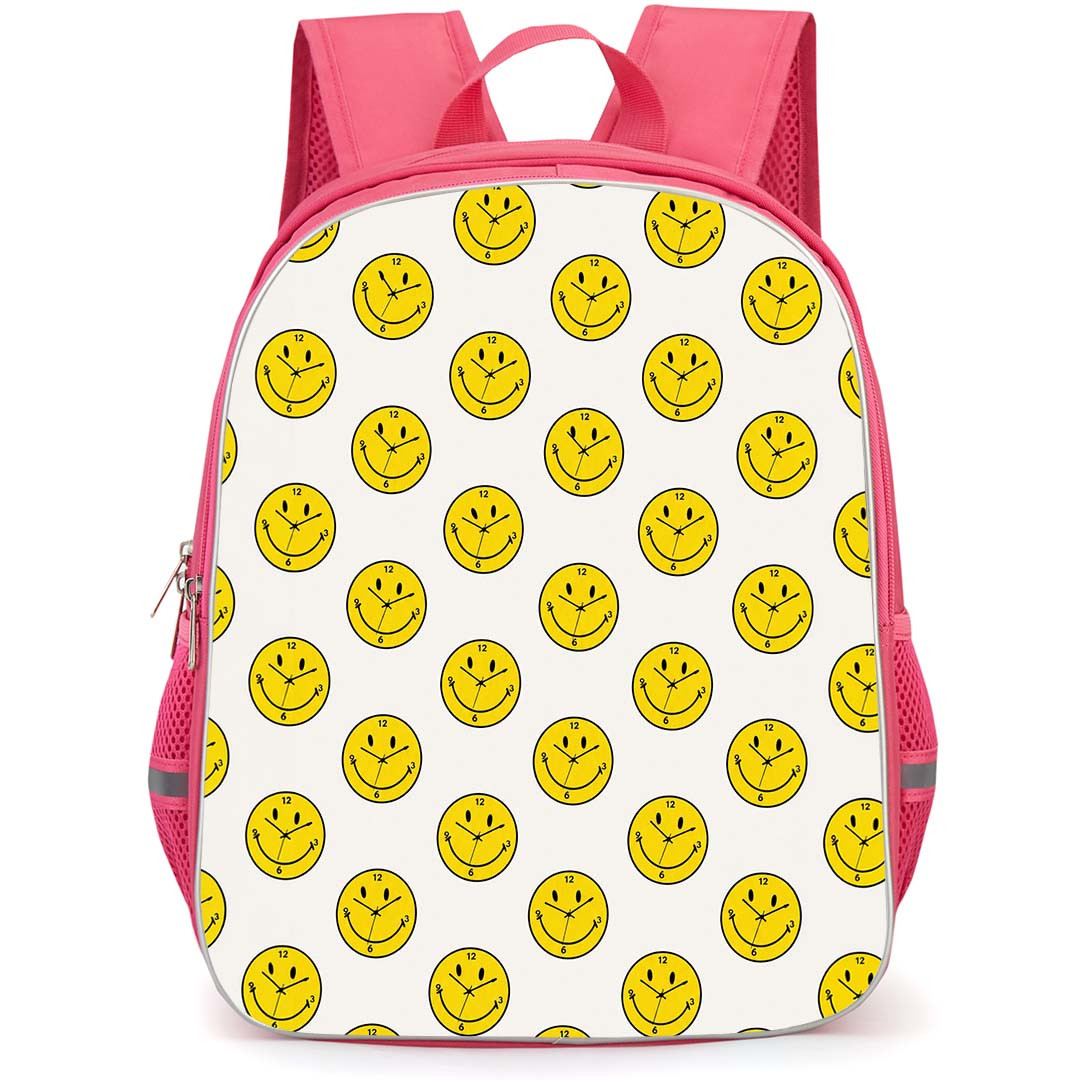 Smiley Backpack School Bag StudentPack - Smiley Face Clock Pattern Art Poster