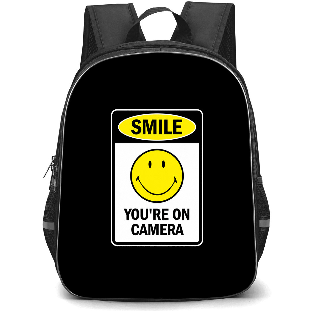 Smiley Backpack School Bag StudentPack - Smiley You Are On Camera Yellow Happy Face Sticker