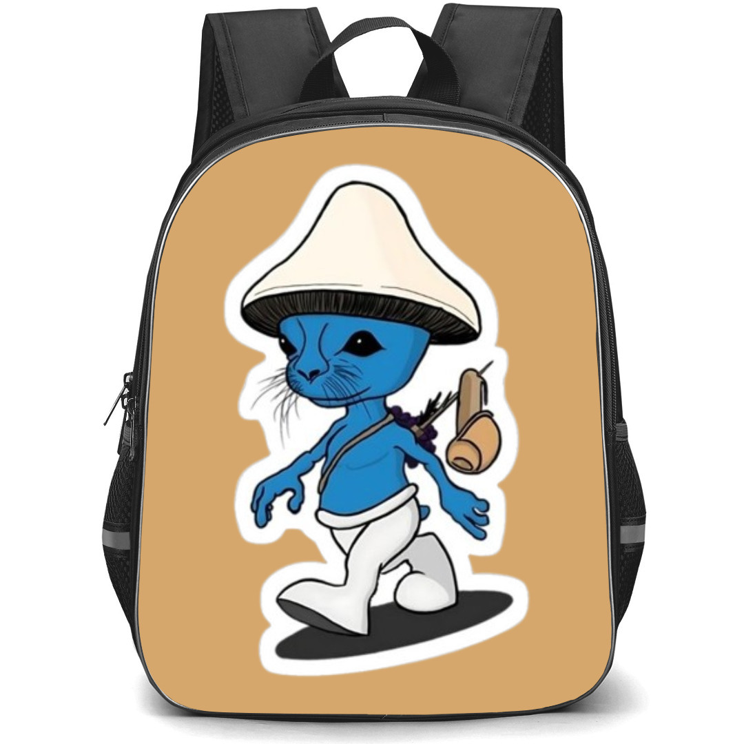 Smurf Cat Backpack StudentPack - Smurf Look Mushroom Head and a Cat Face