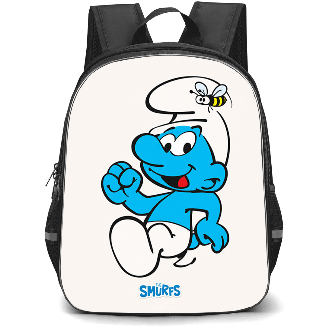 The Smurfs Clumsy Smurf Backpack School Bag StudentPack - Clumsy Smurf Minimalist Cartoon Art On White Background