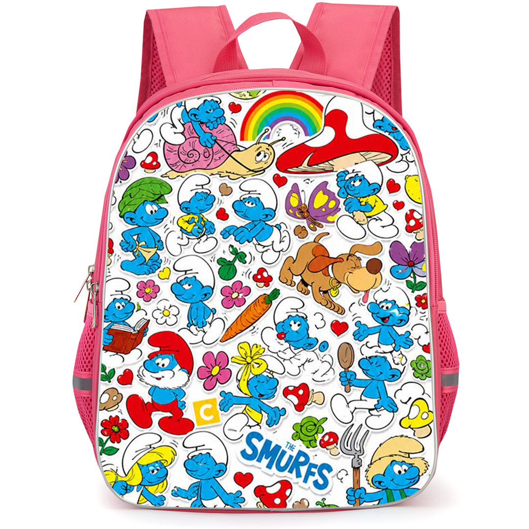 The Smurfs Backpack School Bag StudentPack - The Smurfs Die Cut Mini Sticker Collage Poster