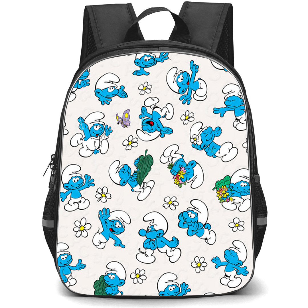 The Smurfs Backpack School Bag StudentPack - The Smurfs Seamless Pattern Cartoon Poster
