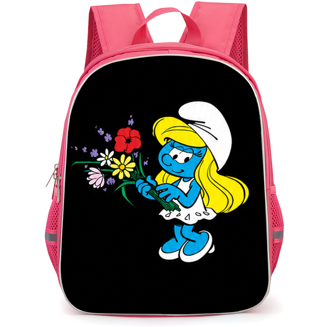 The Smurfs Smurfette Backpack School Bag StudentPack - Smurfette Minimalist Cartoon Art On Black Background